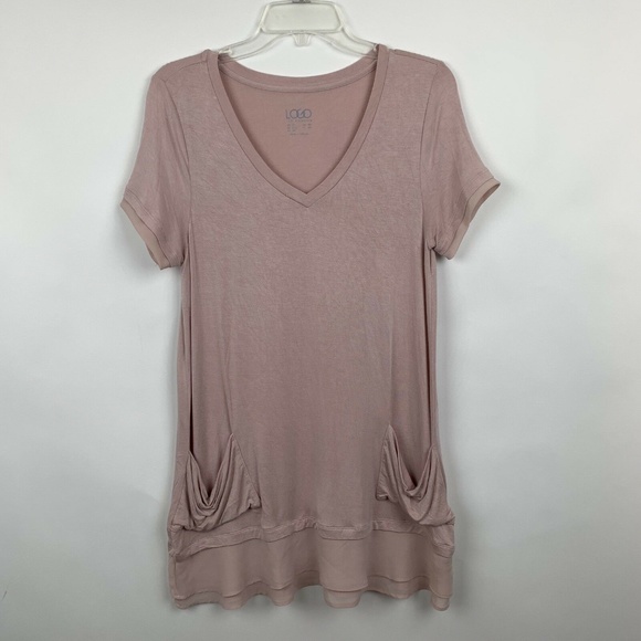 LOGO by Lori Goldstein Tops - LOGO by Lori Goldstein SP Tee Pink Chiffon Ruffle